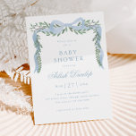 Elegant Blue Bow with Greenery Boy Baby Shower Invitation<br><div class="desc">Elegant Blue Bow with Greenery Boy Baby Shower Invitation. Click the personaliz e/edit with design tool button to customise this design with your event details.</div>