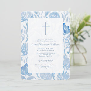 Elegant Blue Boy First Holy Communion Invitation