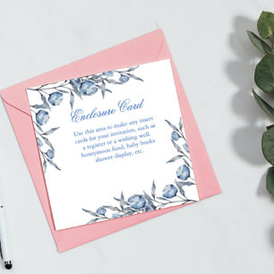Elegant Blue bridal shower or baby shower registry Enclosure Card