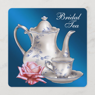 Elegant Blue Bridal Tea Party Invitation