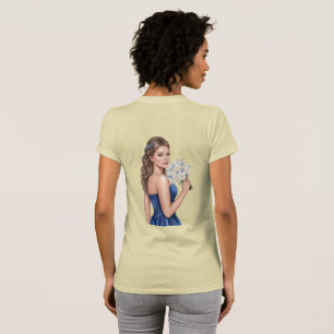 Elegant Blue Bridesmaid Portrait Illustration T-Shirt