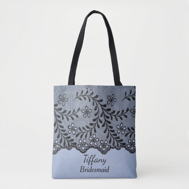 Elegant blue bridesmaid tote bag (Front)