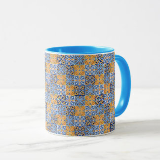 Elegant blue& brow yellow Italian pattern Mug