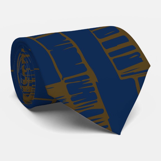 Elegant blue &brown abstract pattern  tie (Rolled)