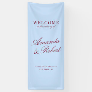Elegant Blue & Burgundy Old Money Wedding Welcome Banner