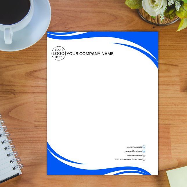 Elegant blue Business logo Letterhead (Creator Uploaded)