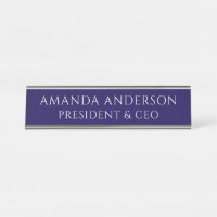 Elegant Blue Business Title Name Plate