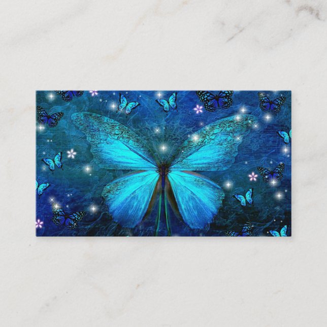 Elegant Blue Butterfly Business Card (Front)