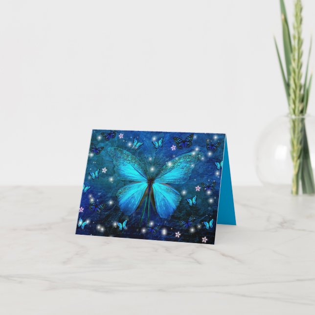 Elegant Blue Butterfly Card (Front)