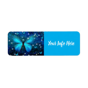 Elegant Blue Butterfly Label