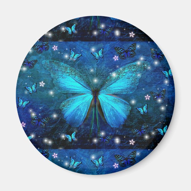 Elegant Blue Butterfly Magnet (Front)