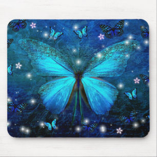 Elegant Blue Butterfly Mouse Mat