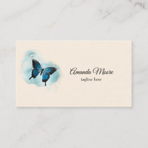 elegant blue butterfly nail salon beauty salon bus business card