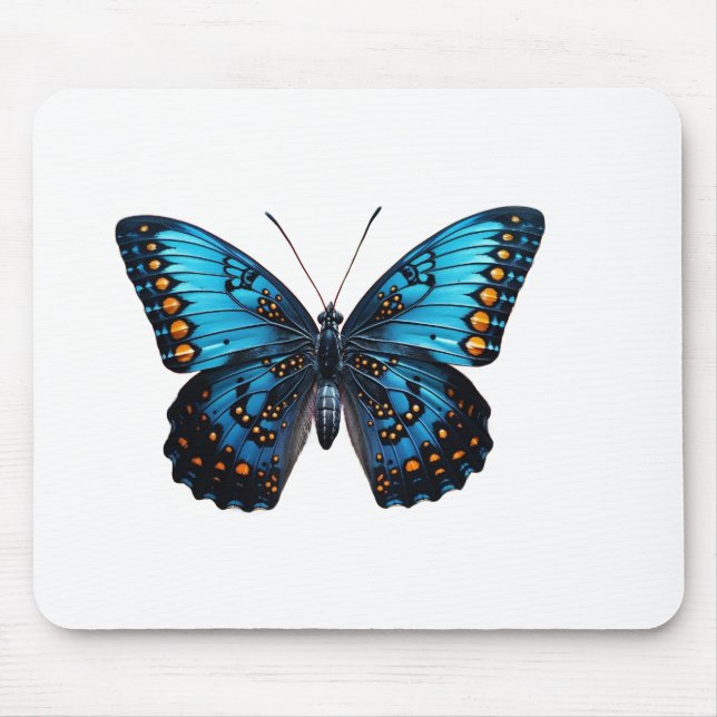 🦋 "Elegant Blue Butterfly - Nature-Inspired Mouse Mouse Mat (Front)