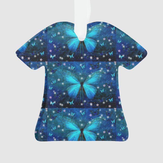 Elegant Blue Butterfly Ornament (Front)