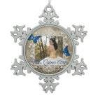 Elegant Blue Butterfly Quinceanera Christmas Photo