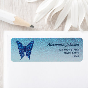 Elegant Blue Butterfly Return Address 