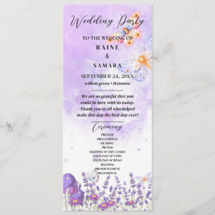 Elegant Blue Butterfly Rustic Watercolor Wedding Menu