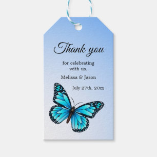 Elegant Blue Butterfly Thank You Gift Tags