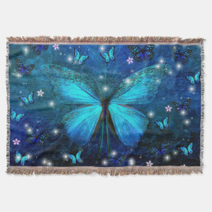 Elegant Blue Butterfly Throw Blanket