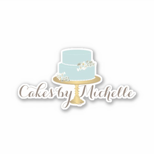 Elegant Blue Cake with Florals (Front)