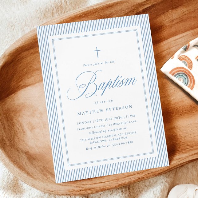 Elegant Blue Calligraphy Baptism Invitation (Creator Uploaded)