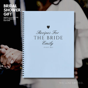 Elegant Blue Calligraphy Bridal Shower Gift Recipe Notebook