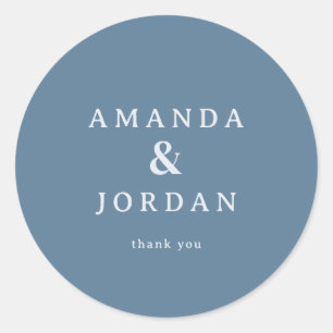 Elegant Blue Calligraphy Design Classic Round Sticker