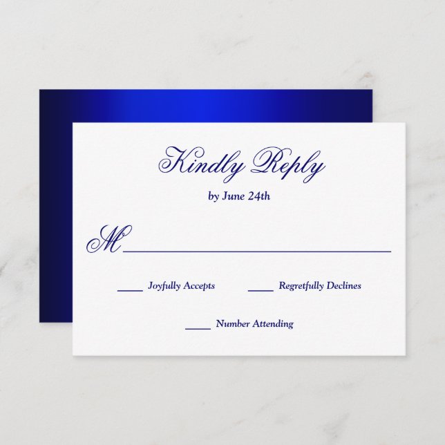 Elegant Blue Calligraphy  RSVP Card (Front/Back)