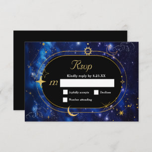 Elegant blue celestial wedding RSVP card