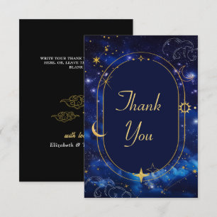 Elegant blue celestial wedding thank you card