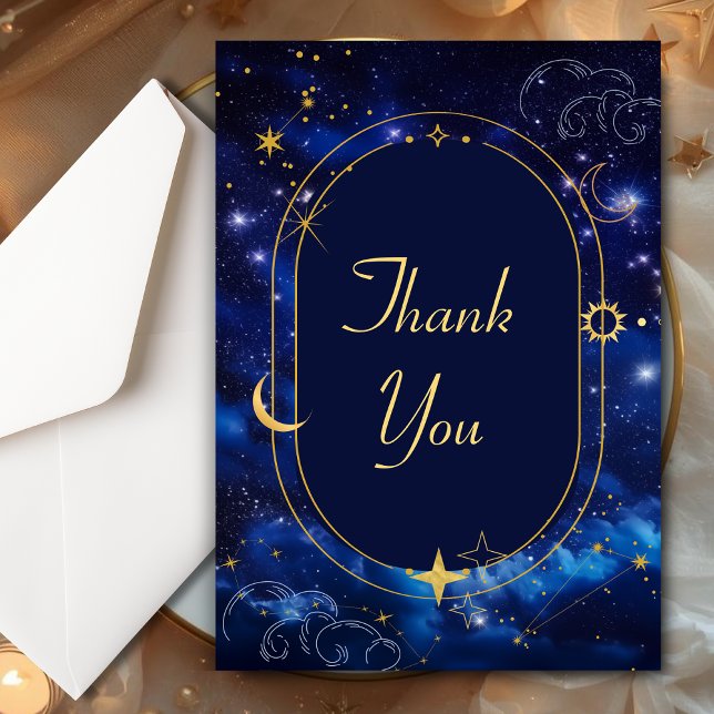 Elegant blue celestial wedding thank you card (Creator Uploaded)
