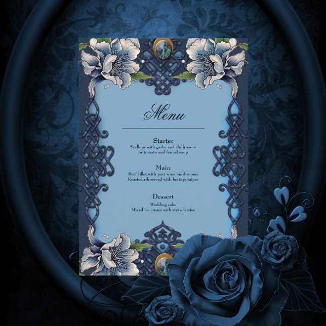 Elegant blue celtic design menu (Blu celtic design)