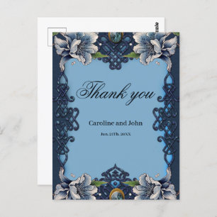 Elegant blue celtic design postcard