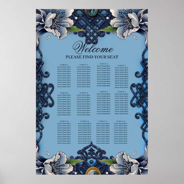 Elegant blue celtic design poster (Front)