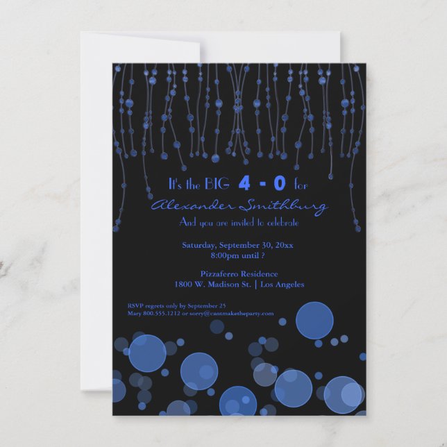 Elegant Blue Chains Birthday Party Invite (Front)