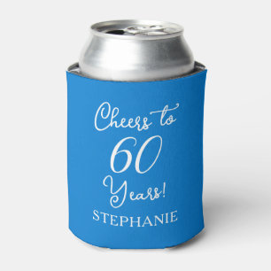 Elegant Blue Cheers to 60 Years 60th Birthday Can Cooler