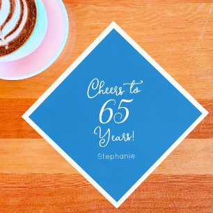 Elegant Blue Cheers to 65 Years 65th Birthday Napkin