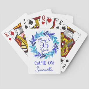 Elegant Blue Cheers to 95 Years Birthday Party Playing Cards
