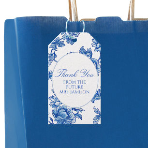Elegant Blue Chinoiserie Bridal Shower Gift Tag