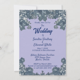 Elegant Blue Chinoiserie Floral Blue Wedding Invitation