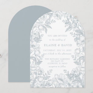 Elegant Blue Chinoiserie Floral Botanical Wedding Invitation