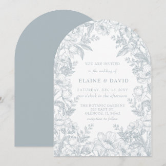 Elegant Blue Chinoiserie Floral Botanical Wedding Invitation
