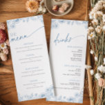 Elegant Blue Chinoiserie Food and Drinks Menu Card<br><div class="desc">This Bridal Shower menu with elegant blue chinoiserie is perfect for a floral french Hen Party. 

Matching inviation,  enclosure cards and signs are also available in this collection.</div>