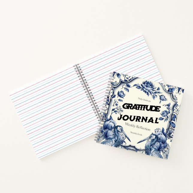 Elegant Blue Chinoiserie Gratitude Journal Cover (Inside)