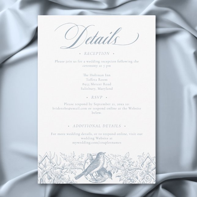 Elegant Blue Chinoiserie Nature & Birds Wedding Enclosure Card (Elegant Blue Chinoiserie Nature & Birds Wedding Enclosure Card)