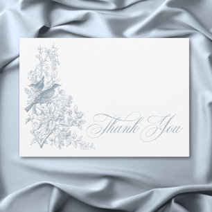 Elegant Blue Chinoiserie Nature & Birds Wedding Thank You Card
