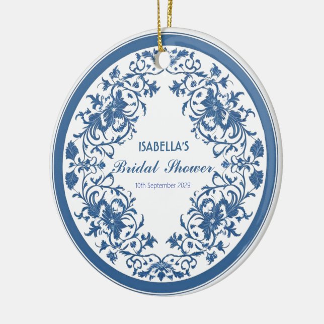 Elegant Blue Chinoiserie Victorian Chinese Floral  Ceramic Tree Decoration (Left)