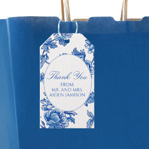 Elegant Blue Chinoiserie Wedding Favour Gift Tags