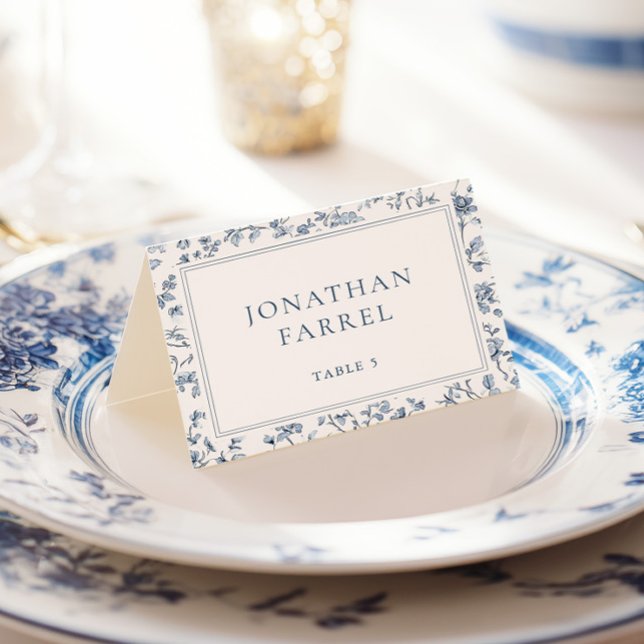 Elegant Blue Chinoiserie Wedding Place Cards (Creator Uploaded)